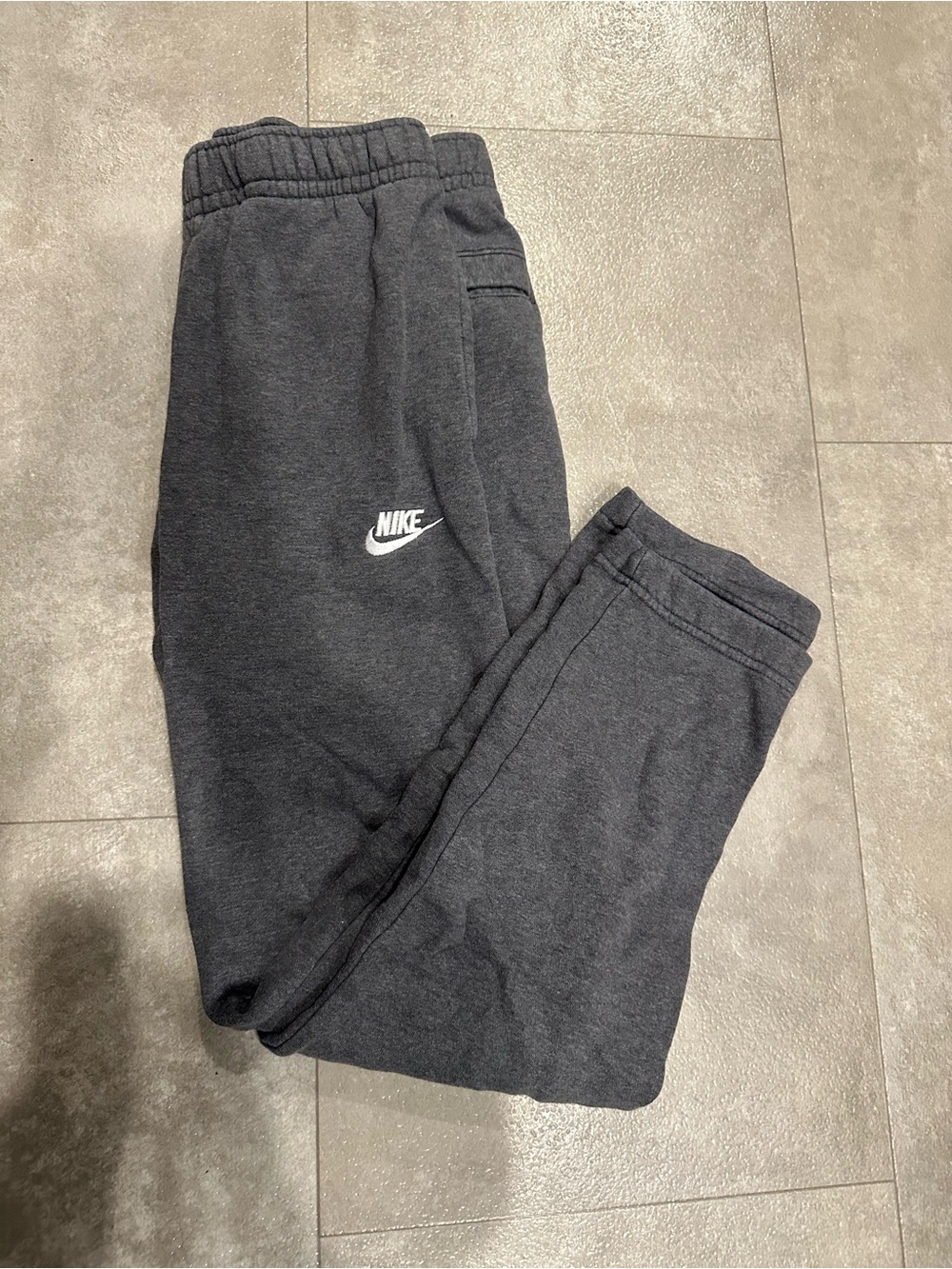 Nike Dark Charcoal Gray Fleece Joggers with White Logo